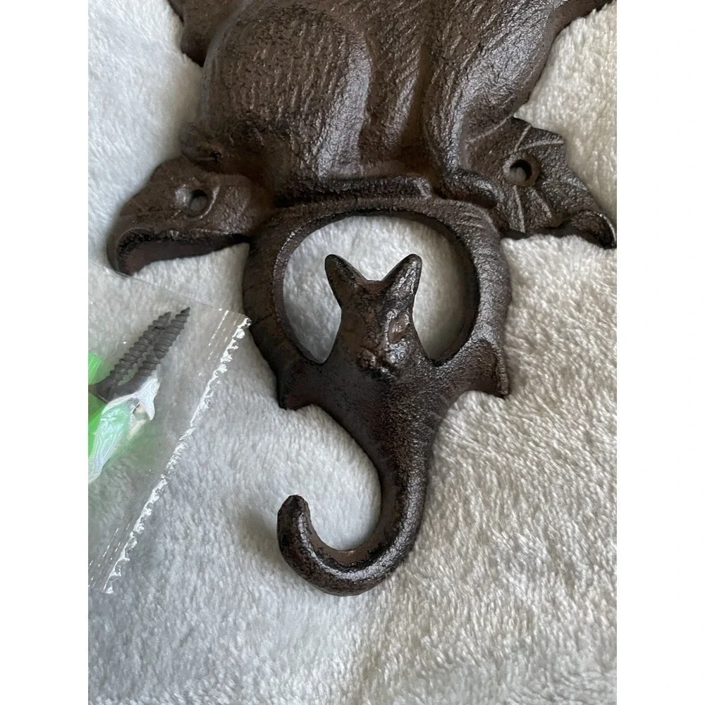 Rustic Cast Iron Rabbit Wall Hook Bunny Coat Towel Key Holder Farmhouse Cottage